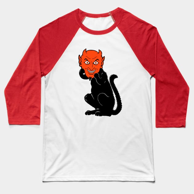 Black cat and devil mask Baseball T-Shirt by My Happy-Design